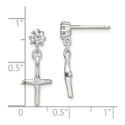 Sterling Silver CZ Cross Dangle Earrings – view 5