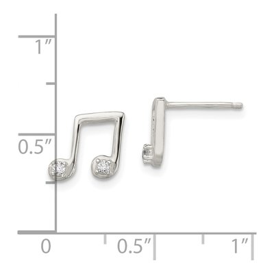Sterling Silver CZ Musical Notes Stud Earrings – view 5