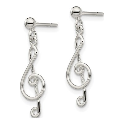 Sterling Silver Treble Clef Dangle Earrings – view 3
