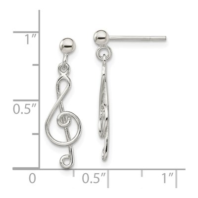 Sterling Silver Treble Clef Dangle Earrings – view 5
