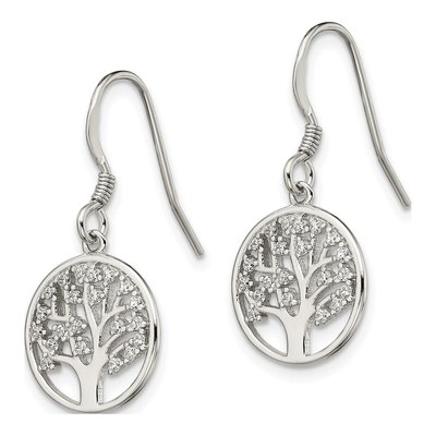 Sterling Silver CZ Tree of Life Dangle Earrings – view 3