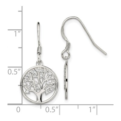 Sterling Silver CZ Tree of Life Dangle Earrings – view 5