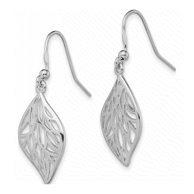 Sterling Silver Leaf Dangle Earrings – view 3