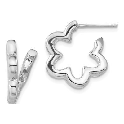 Sterling Silver 18mm Flower Hoop Earrings