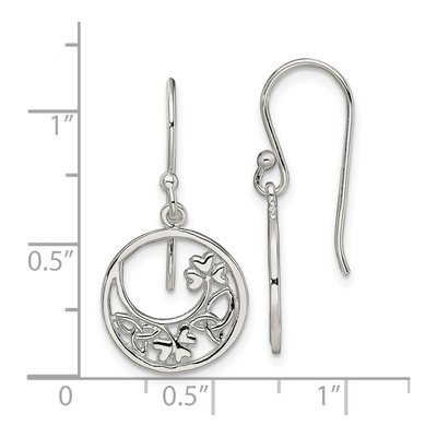Sterling Silver Clover Circle Dangle Earrings – view 5
