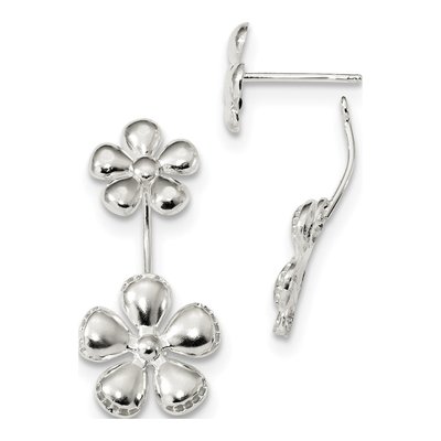 Sterling Silver Flower Dangle Earrings