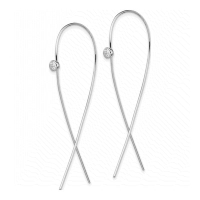Sterling Silver CZ Threader Earrings – view 3