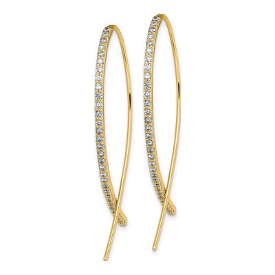 Gold-Plated Sterling Silver CZ Threader Earrings – view 3