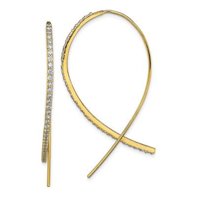 Gold-Plated Sterling Silver CZ Threader Earrings