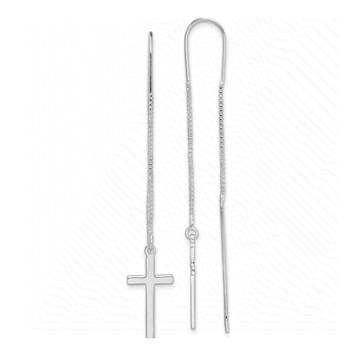Sterling Silver Cross Threader Earrings