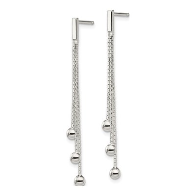 Sterling Silver 3-Strand Beaded Dangle Earrings – view 3