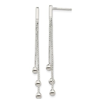 Sterling Silver 3-Strand Beaded Dangle Earrings
