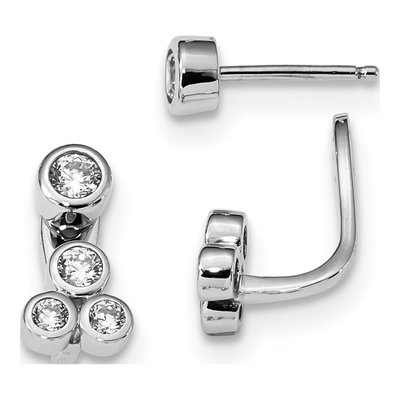 Sterling Silver CZ Detachable Dangle Earrings