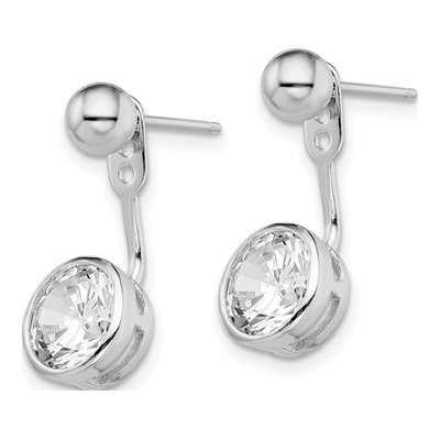 Sterling Silver CZ Front Back Dangle Earrings – view 3