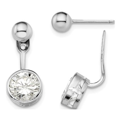 Sterling Silver CZ Front Back Dangle Earrings