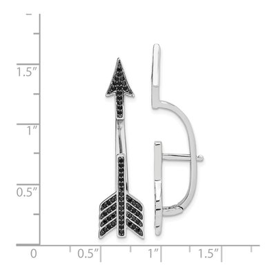 Sterling Silver 38mm CZ Arrow Ear Climbers Huggie Hoop Earrings – view 4