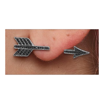 Sterling Silver 38mm CZ Arrow Ear Climbers Huggie Hoop Earrings – view 5
