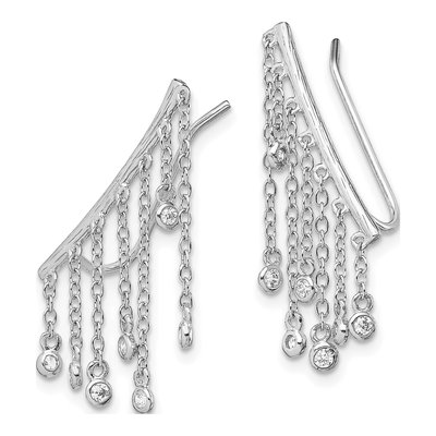 Sterling Silver CZ Ear Climber Threader Earrings – view 3
