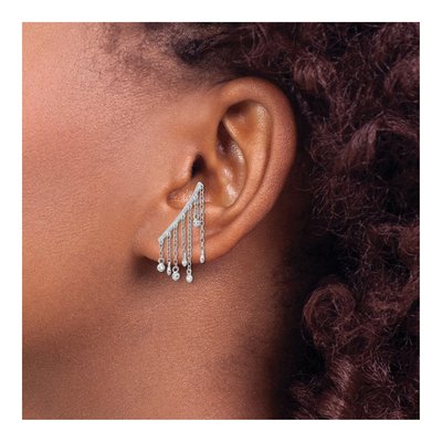 Sterling Silver CZ Ear Climber Threader Earrings – view 4