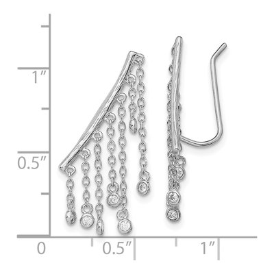 Sterling Silver CZ Ear Climber Threader Earrings – view 5