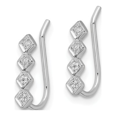 Sterling Silver CZ Ear Climber Threader Earrings – view 3