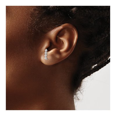 Sterling Silver CZ Ear Climber Threader Earrings – view 4