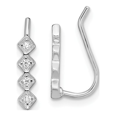 Sterling Silver CZ Ear Climber Threader Earrings