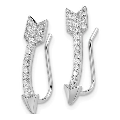 Sterling Silver CZ Arrow Ear Climber Threader Earrings – view 3