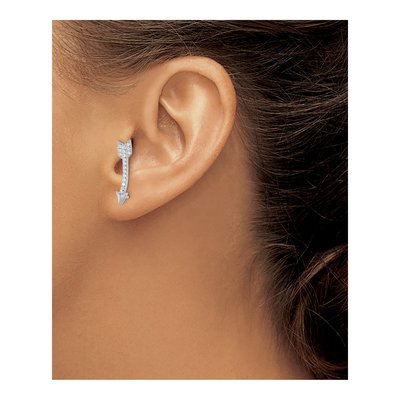 Sterling Silver CZ Arrow Ear Climber Threader Earrings – view 4