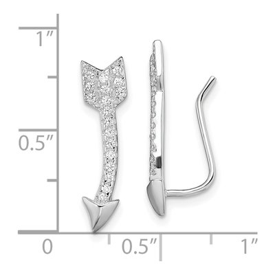 Sterling Silver CZ Arrow Ear Climber Threader Earrings – view 5