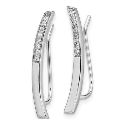 Sterling Silver CZ Curved Bar Ear Climbers Threader Earrings – view 3