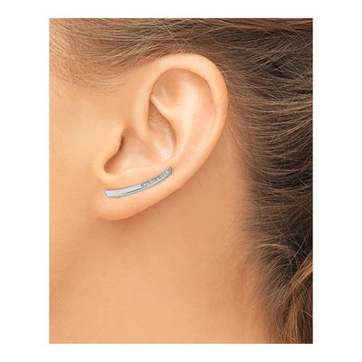Sterling Silver CZ Curved Bar Ear Climbers Threader Earrings – view 4