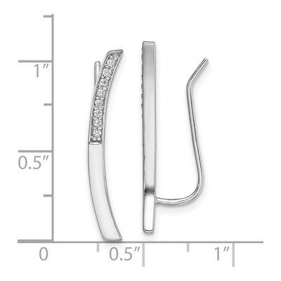 Sterling Silver CZ Curved Bar Ear Climbers Threader Earrings – view 5