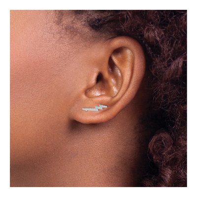 Sterling Silver CZ Lightning Bolt Ear Climbers Threader Earrings – view 4