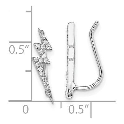 Sterling Silver CZ Lightning Bolt Ear Climbers Threader Earrings – view 5
