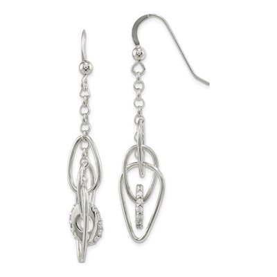 Sterling Silver CZ Teardrop Dangle Earrings