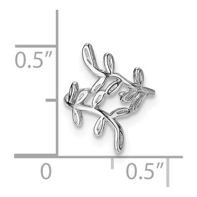 Sterling Silver 15mm Textured Leaf Cuff Ear Cuff – view 4