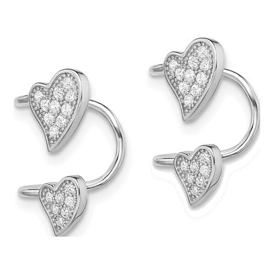 Sterling Silver 15mm CZ Double Heart Ear Cuff Ear Cuff – view 3