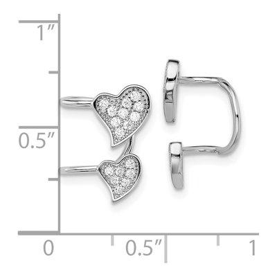 Sterling Silver 15mm CZ Double Heart Ear Cuff Ear Cuff – view 5