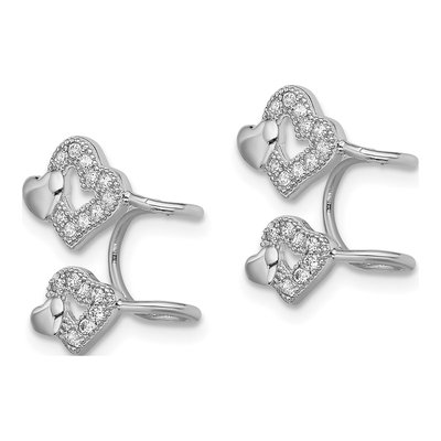 Sterling Silver 15mm CZ Heart Left Ear Cuff Ear Cuff – view 3