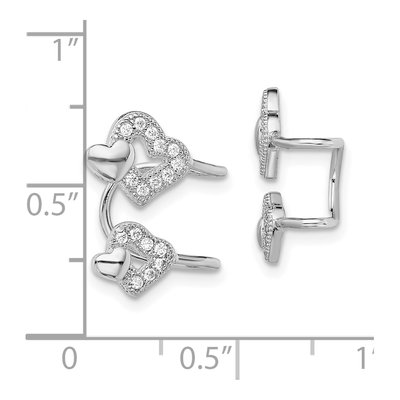 Sterling Silver 15mm CZ Heart Left Ear Cuff Ear Cuff – view 5