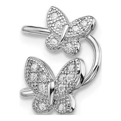 Sterling Silver 15mm CZ Double Butterfly Right Ear Cuff Ear Cuff – view 4