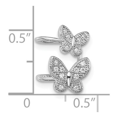 Sterling Silver 15mm CZ Double Butterfly Right Ear Cuff Ear Cuff – view 5
