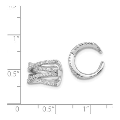 Sterling Silver 10mm CZ Double Ear Cuff Ear Cuff – view 5