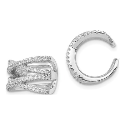 Sterling Silver 10mm CZ Double Ear Cuff Ear Cuff