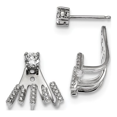 Sterling Silver CZ Detachable Dangle Earrings