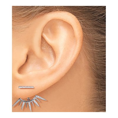 Sterling Silver CZ Bar Spikes Front Back Dangle Earrings – view 4