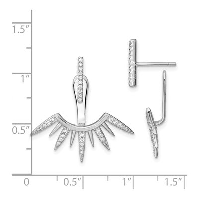 Sterling Silver CZ Bar Spikes Front Back Dangle Earrings – view 5