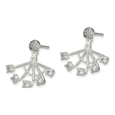 Sterling Silver CZ Webbed Front Back Dangle Earrings – view 3