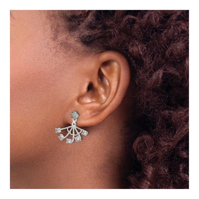 Sterling Silver CZ Webbed Front Back Dangle Earrings – view 4